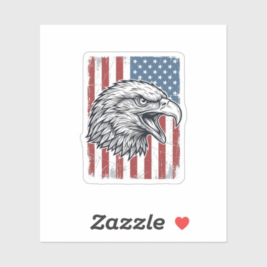Patriottische Adelaar Amerikaanse Vlag Vintage Gra Sticker (Vel)