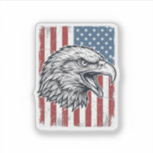 Patriottische Adelaar Amerikaanse Vlag Vintage Gra Sticker (Voorkant)