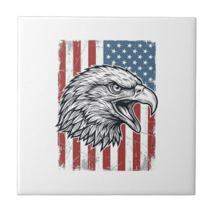 Patriottische Adelaar Amerikaanse Vlag Vintage Gra Tegeltje