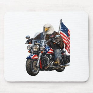 Patriottische Adelaar Biker Rijdend Amerikaanse Vl Muismat