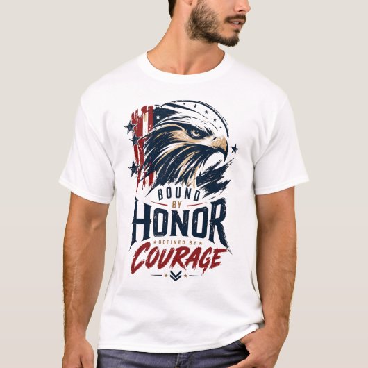 Patriottische Adelaar Eer Moed Grafisch T-shirt (Voorkant)