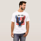 Patriottische adelaar en Amerikaanse vlag 4 juli T-shirt (Voorkant volledig)