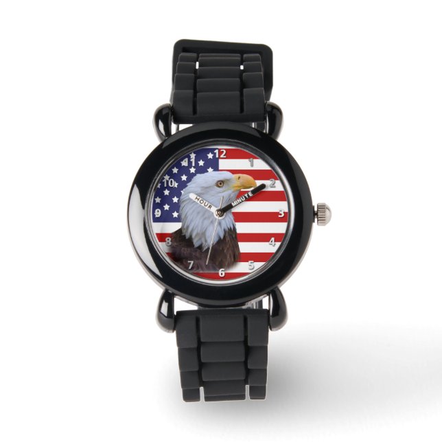 Patriottische adelaar en Amerikaanse vlag Horloge (Voorkant)
