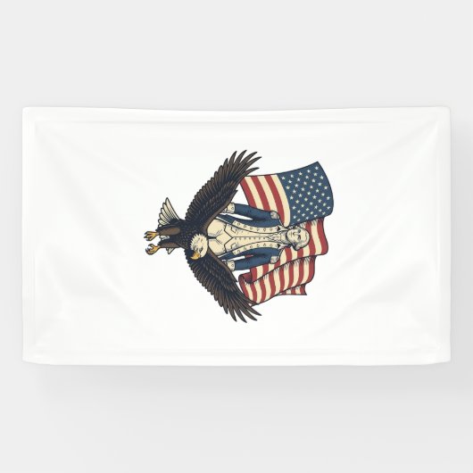 Patriottische Adelaar en Koloniale Generaal Vintag Spandoek (Horizontaal)