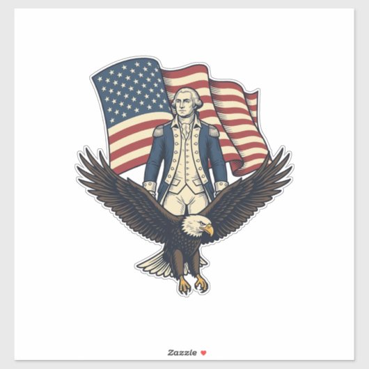 Patriottische Adelaar en Koloniale Generaal Vintag Sticker (Vel)