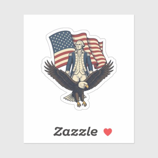 Patriottische Adelaar en Koloniale Generaal Vintag Sticker (Vel)
