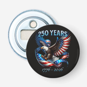 Patriottische Adelaar en Vlag 250 Jaar 1776-2026 Button Flesopener