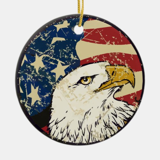 Patriottische adelaar en vlag keramisch ornament (Voorkant)