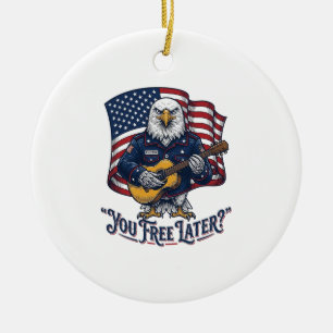 Patriottische Adelaar Gitaar Vintage Keramisch Ornament