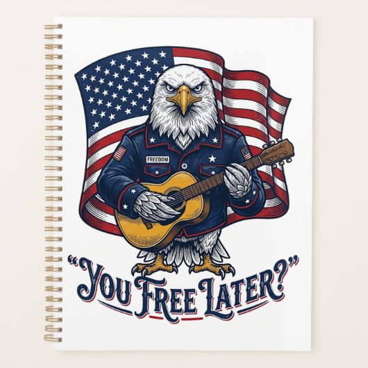Patriottische Adelaar Gitaar Vintage Planner (Voorkant)