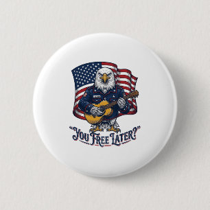 Patriottische Adelaar Gitaar Vintage Ronde Button 5,7 Cm