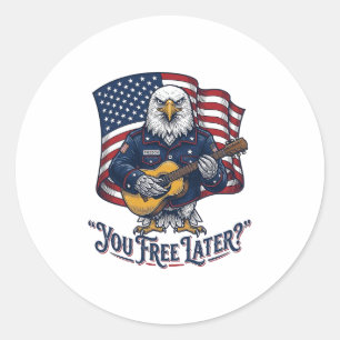 Patriottische Adelaar Gitaar Vintage Ronde Sticker