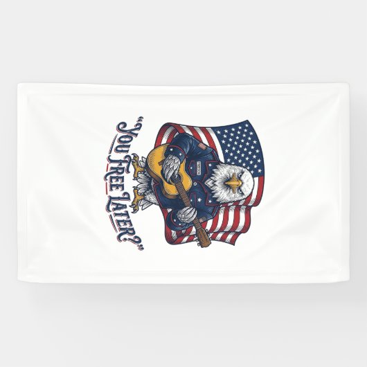 Patriottische Adelaar Gitaar Vintage Spandoek (Horizontaal)