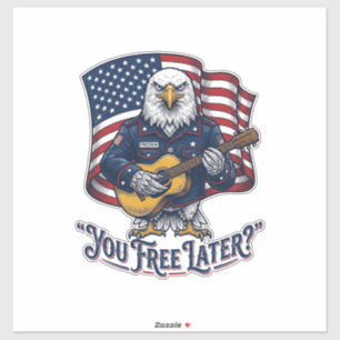 Patriottische Adelaar Gitaar Vintage Sticker