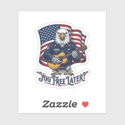 Patriottische Adelaar Gitaar Vintage Sticker (Vel)