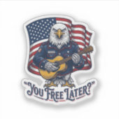 Patriottische Adelaar Gitaar Vintage Sticker (Voorkant)