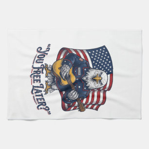 Patriottische Adelaar Gitaar Vintage Theedoek