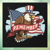 Patriottische Adelaar "Herinner" Amerikaanse Vlag  Raamsticker (Vel 3)