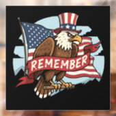 Patriottische Adelaar "Herinner" Amerikaanse Vlag  Raamsticker (Vel 2)
