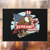Patriottische Adelaar "Herinner" Amerikaanse Vlag  Raamsticker (Vel 2)