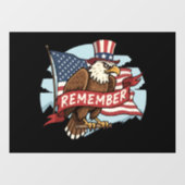 Patriottische Adelaar "Herinner" Amerikaanse Vlag  Raamsticker (Vel)