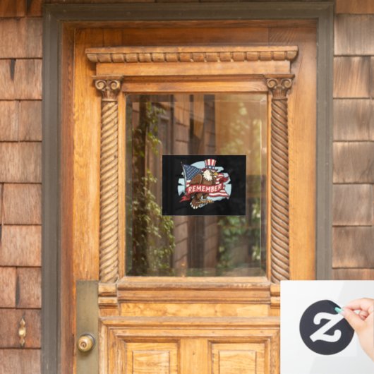 Patriottische Adelaar "Herinner" Amerikaanse Vlag  Raamsticker (Huis Deur)