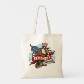 Patriottische Adelaar "Herinner" Amerikaanse Vlag Tote Bag (Achterkant)