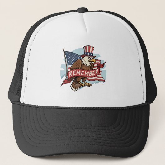 Patriottische Adelaar "Herinner" Amerikaanse Vlag Trucker Pet (Voorkant)