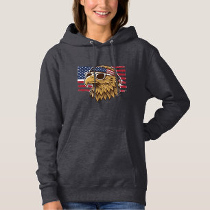 Patriottische Adelaar Kop Vintage Gravure Grafisch Hoodie