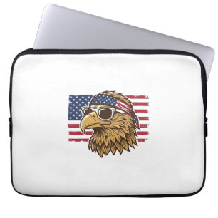 Patriottische Adelaar Kop Vintage Gravure Grafisch Laptop Sleeve