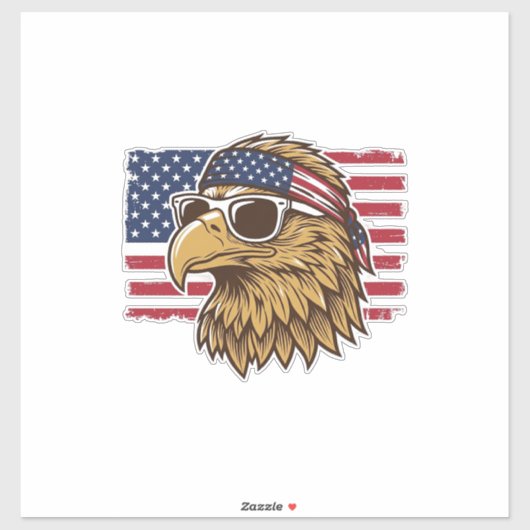 Patriottische Adelaar Kop Vintage Gravure Grafisch Sticker (Vel)