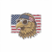 Patriottische Adelaar Kop Vintage Gravure Grafisch Sticker (Voorkant)