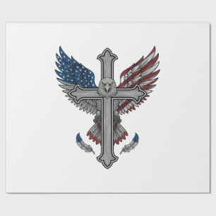 Patriottische Adelaar Kruis Vintage Gravure Vector Cadeaupapier
