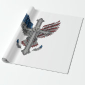 Patriottische Adelaar Kruis Vintage Gravure Vector Cadeaupapier (Uitgerold)