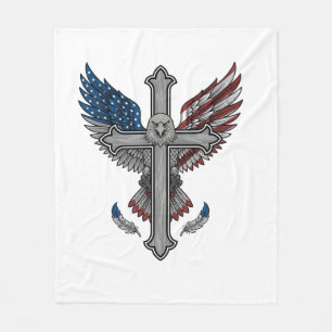 Patriottische Adelaar Kruis Vintage Gravure Vector Fleece Deken