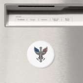 Patriottische Adelaar Kruis Vintage Gravure Vector Magneet (Insitu (Vaatwasser))