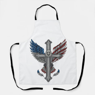 Patriottische Adelaar Kruis Vintage Gravure Vector Schort