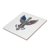 Patriottische Adelaar Kruis Vintage Gravure Vector Tegeltje (Zijkant)
