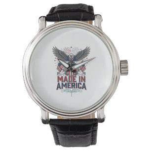 Patriottische Adelaar Made in America 4 juli T-shi Horloge