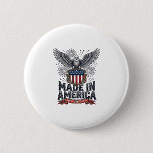 Patriottische Adelaar Made in America Vintage Ronde Button 5,7 Cm