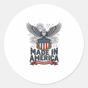 Patriottische Adelaar Made in America Vintage Ronde Sticker