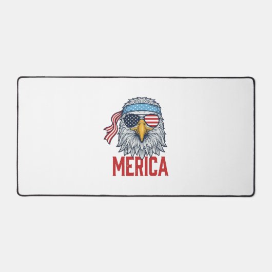 Patriottische Adelaar Merica Vintage Gravure Shirt Bureaumat (Voorkant)