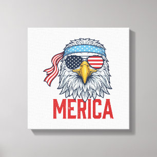 Patriottische Adelaar Merica Vintage Gravure Shirt Canvas Afdruk
