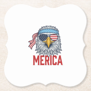 Patriottische Adelaar Merica Vintage Gravure Shirt Kartonnen Onderzetters