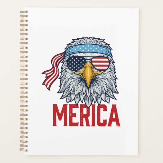 Patriottische Adelaar Merica Vintage Gravure Shirt Planner (Voorkant)