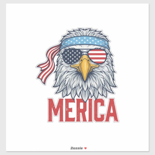 Patriottische Adelaar Merica Vintage Gravure Shirt Sticker (Vel)