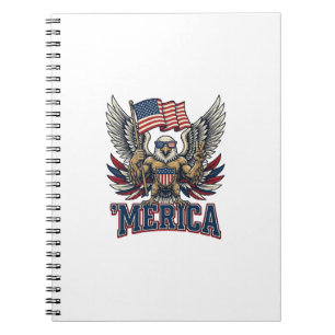 Patriottische Adelaar Merica Vintage Vector T-shir Notitieboek