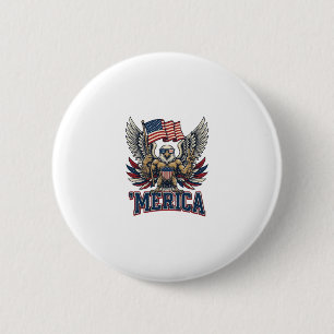 Patriottische Adelaar Merica Vintage Vector T-shir Ronde Button 5,7 Cm