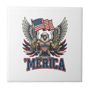 Patriottische Adelaar Merica Vintage Vector T-shir Tegeltje