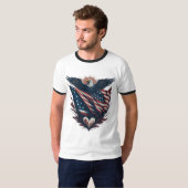 Patriottische adelaar met Amerikaanse vlag T-shirt (Voorkant volledig)